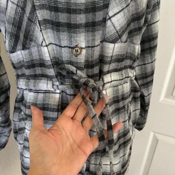 CiSono Plaid Collection Plaid Flannel Tie Waist Shirt Tunic Dress 4 Pocket Sz.M - Picture 8 of 11